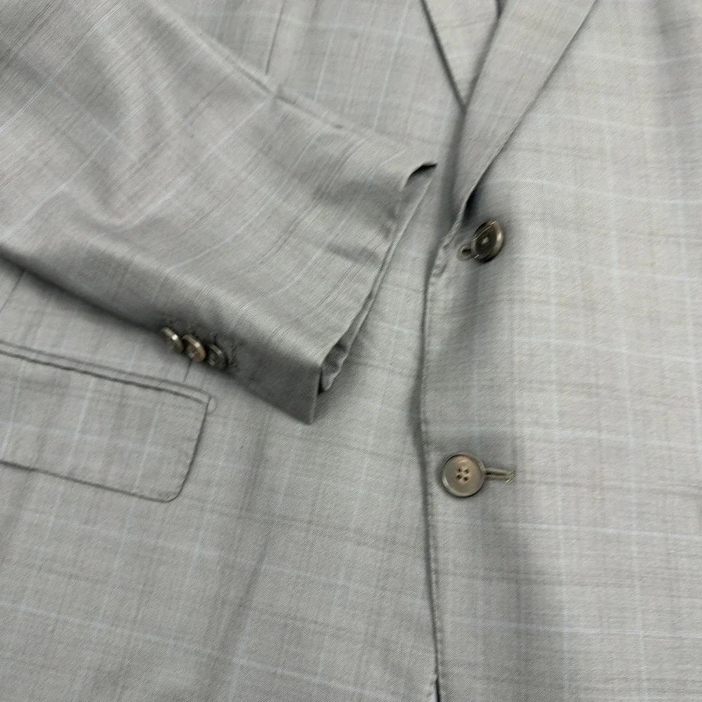 Ermenegildo Zegna Blazer Mens 56R Grey Wool Plaid Double Vent Luxury Style
